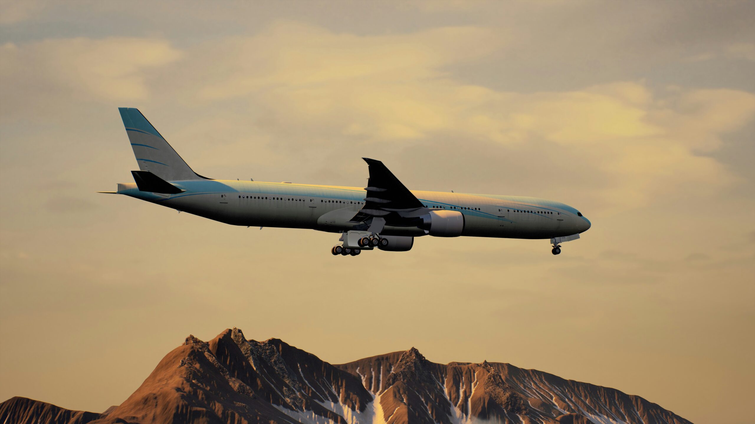 plane with mountains in the distance