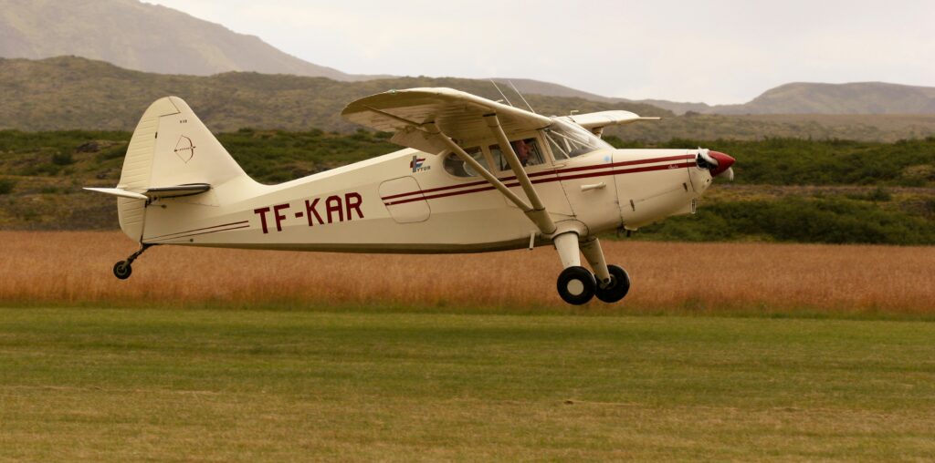white and red plane with grass