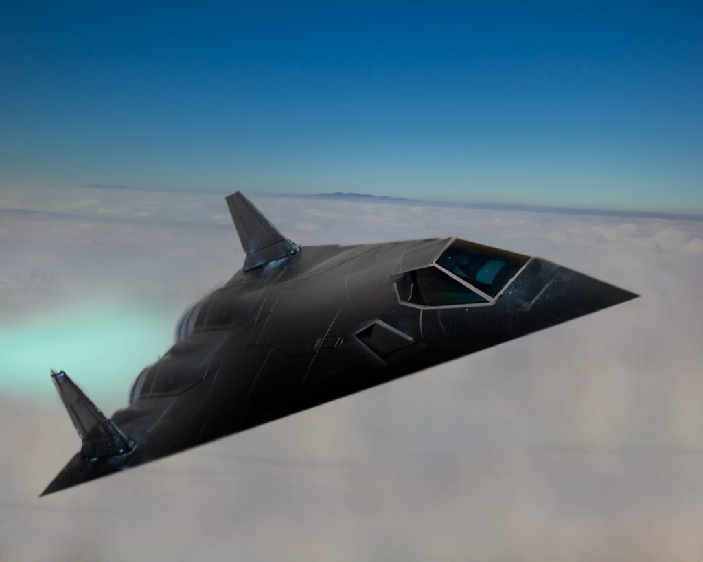 black plane in space